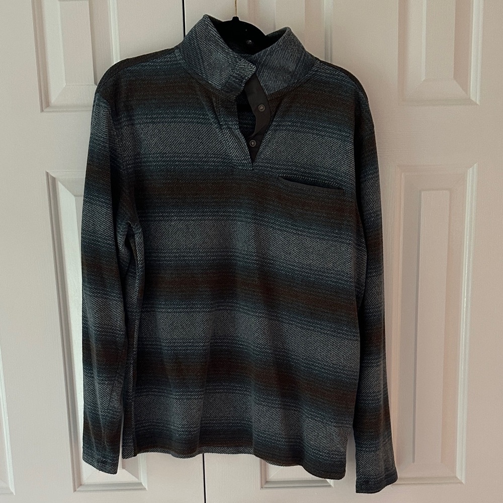 Men's Charcoal Striped Zip-Up Sweater